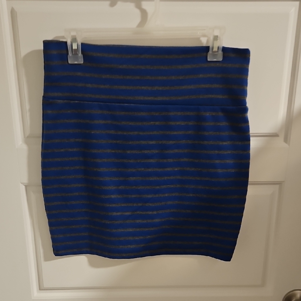 Striped Blue and Grey Women's Skirt